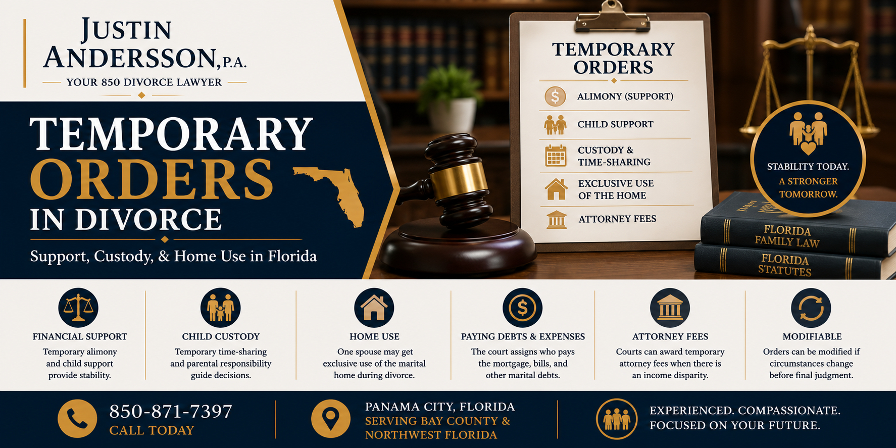 Temporary Orders in Divorce: Support, Custody, and Home Use in Florida